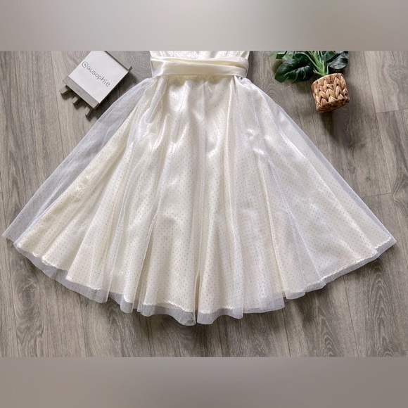 IVORY Vintage 80s Gunne sax sparkly tulle tube dress. Size 9. - Picture 4 of 10